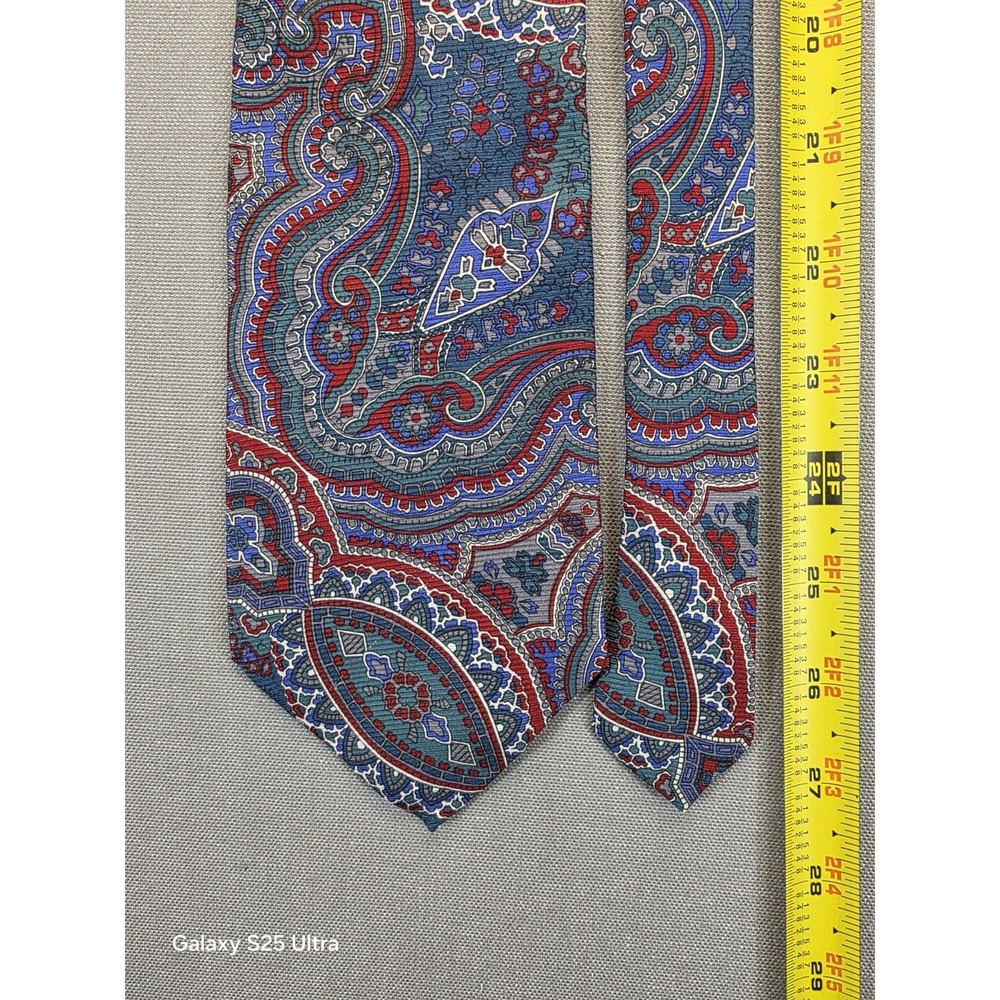 Sheaf & Caber‎ Necktie Silk 4" Office Blue Red Paisley Medallion Luxury Office